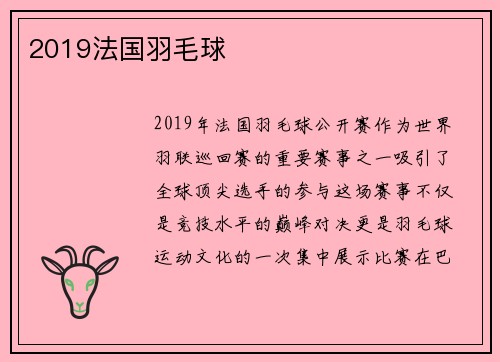 2019法国羽毛球